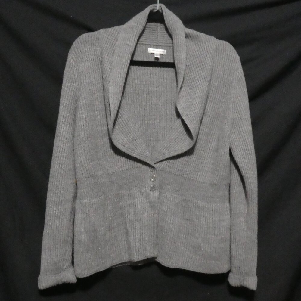 CROFT & BARROW | large | Grey Ribbed Button-Up Cardigan
